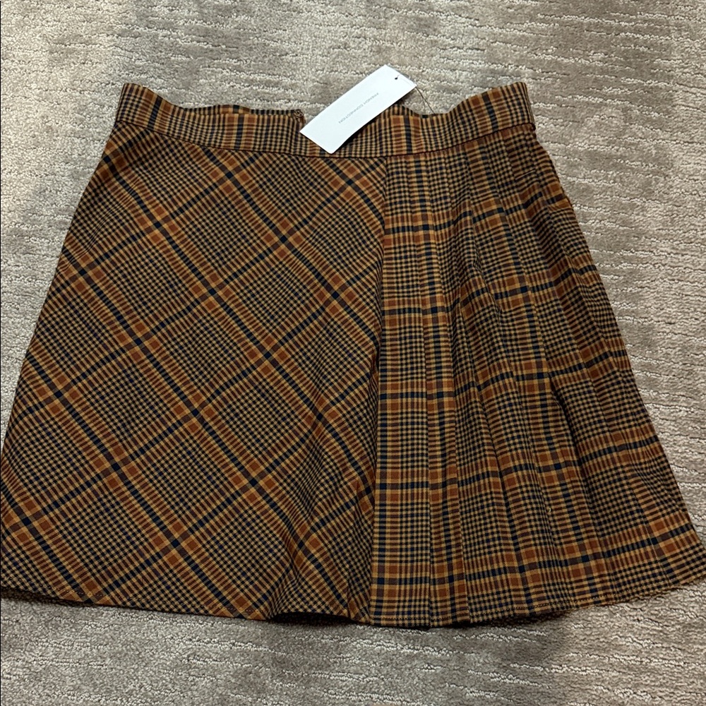 French connection Plaid Brown Skirt